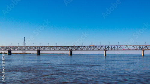 Railway and road bridge across the Amup River © Aleksei