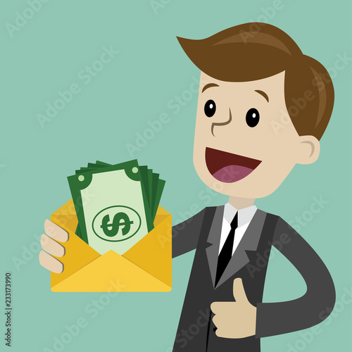 Businessman holds coin in his hand and has profit. Succsessful business. Payments photo