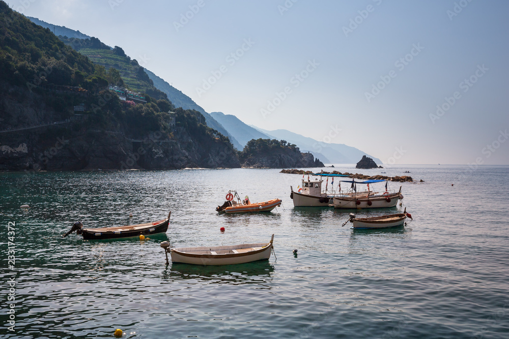 Boats in the harbour at Monterosso al Mare, Cinque Terre, Italy