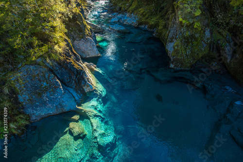 Famous attraction - Blue Pools, Haast Pass, New Zealand, South Island