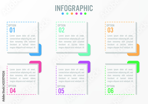 Business infographic labels template with 6 options.Creative concept for infographic.