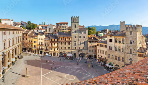Panoramic aerial view of Piazza Grande square in Arezzo, Tuscany, Italy photo