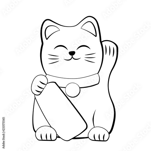 Maneki neko icon. Japan lucky cat. Clipart image isolated on white background