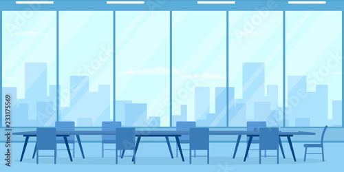 empty conference room with big window. Vector illustration