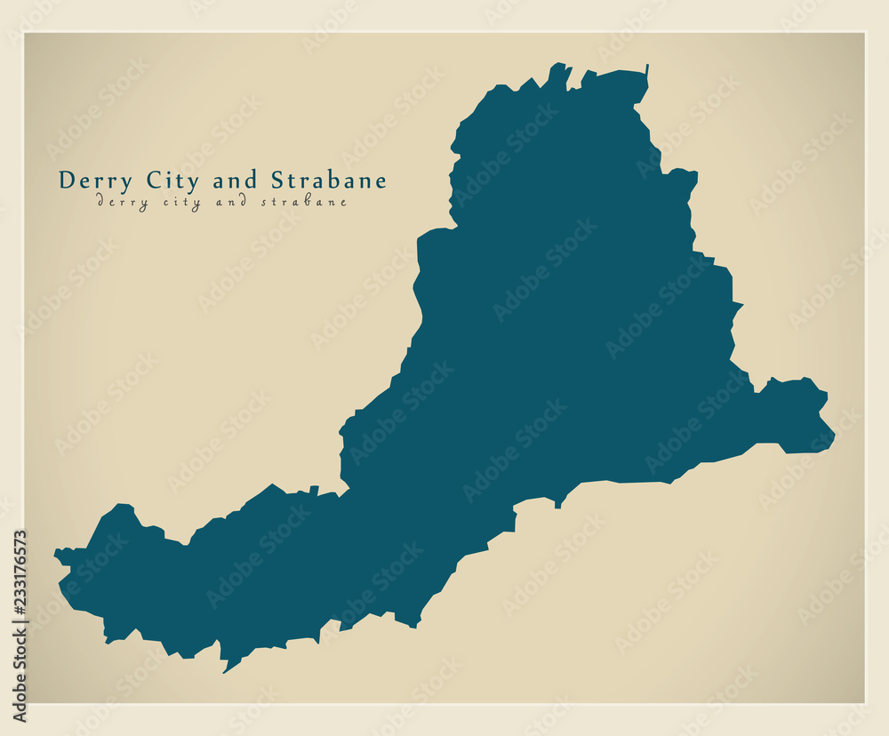 Derry City and Strabane district map of Northern Ireland