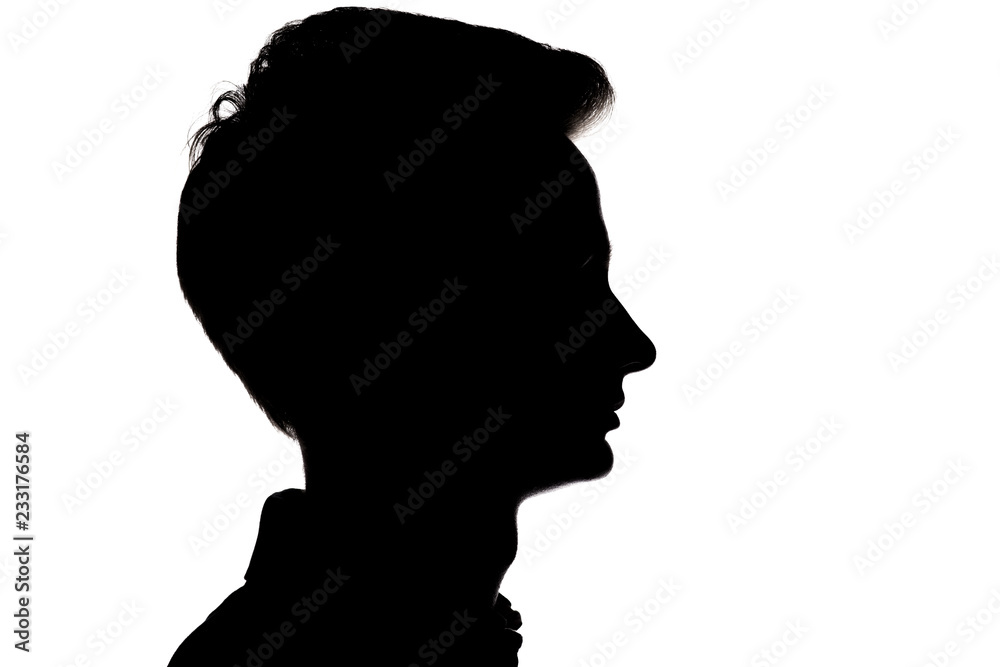 silhouette of an unrecognizable guy, man face profile on a white isolated background silhouette of an unrecognizable guy, man face profile on a white isolated background