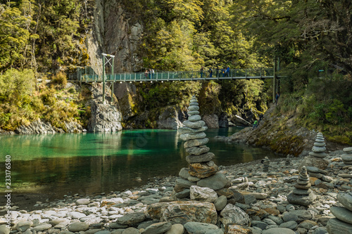 Famous attraction - Blue Pools, Haast Pass,  New Zealand, South Island photo