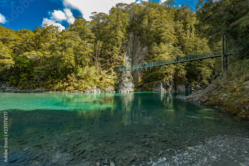 Fototapeta Naklejka Na Ścianę i Meble -  Famous attraction - Blue Pools, Haast Pass,  New Zealand, South Island