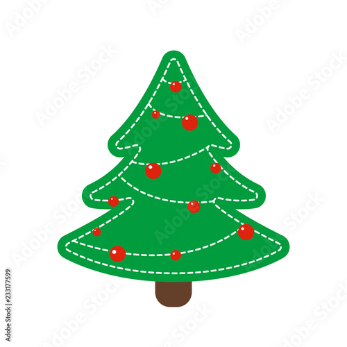 Toy fir as decoration for christmas holidays, vector illustration isolated on white background