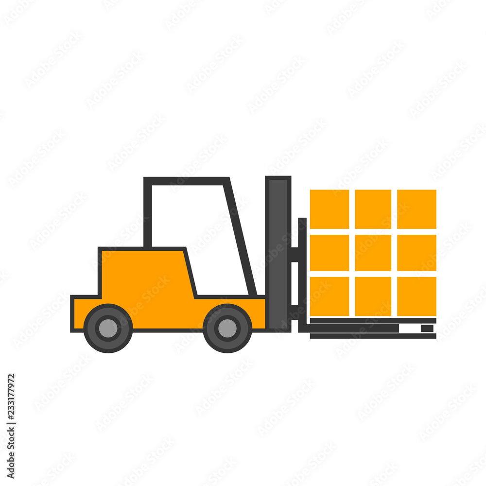 Forklift with load filled outline icon. Clipart image isolated on white background Forklift with load filled outline icon. Clipart image isolated on white background