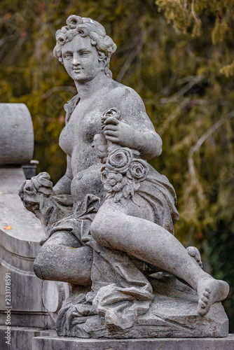 Statue of sensual Roman renaissance era woman after bathing  Potsdam  Germany  details  closeup