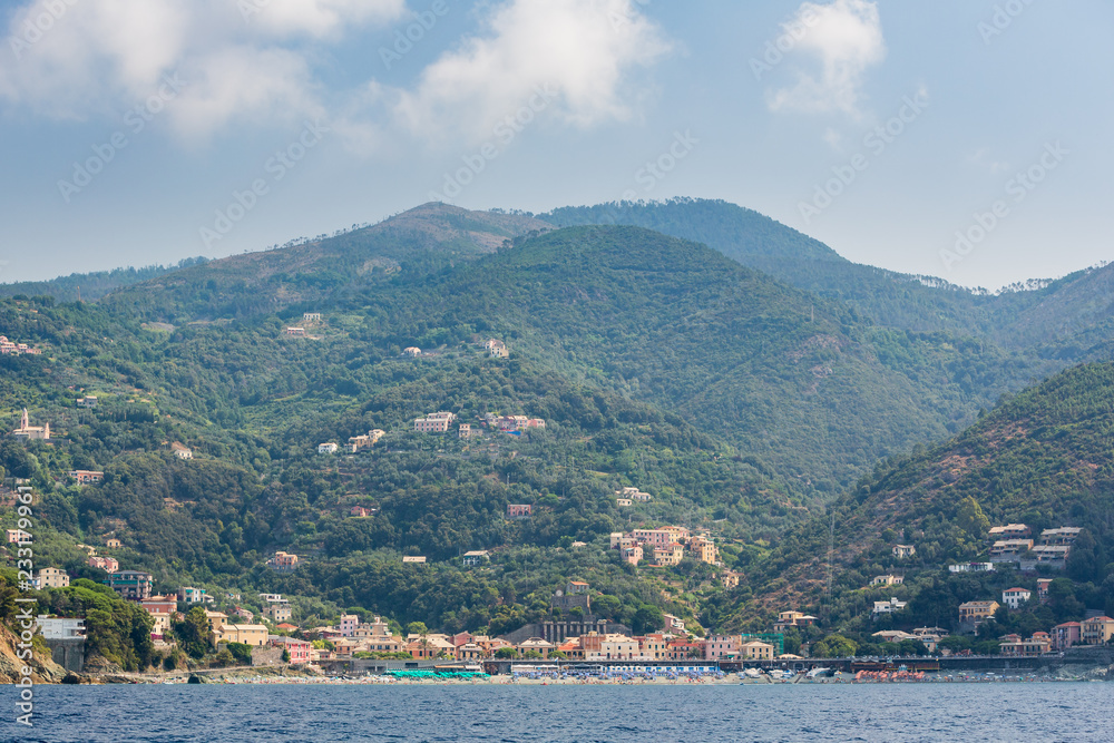 The Italian town of Bonassola on the Ligurian coast as seen from the water