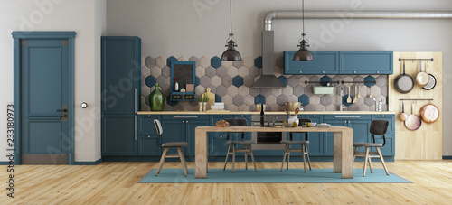 Retro blue kitchen