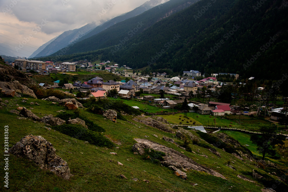 View of the village Elbrus. Kabardino-Balkaria, Russian Federation