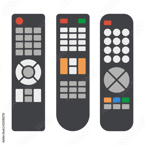 Tv Remote Control Icons Set on White Background. Vector