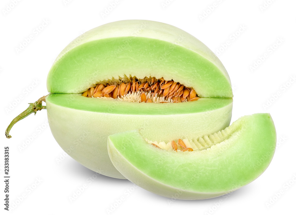 Фотография Honeydew melon isolated on white with clipping path