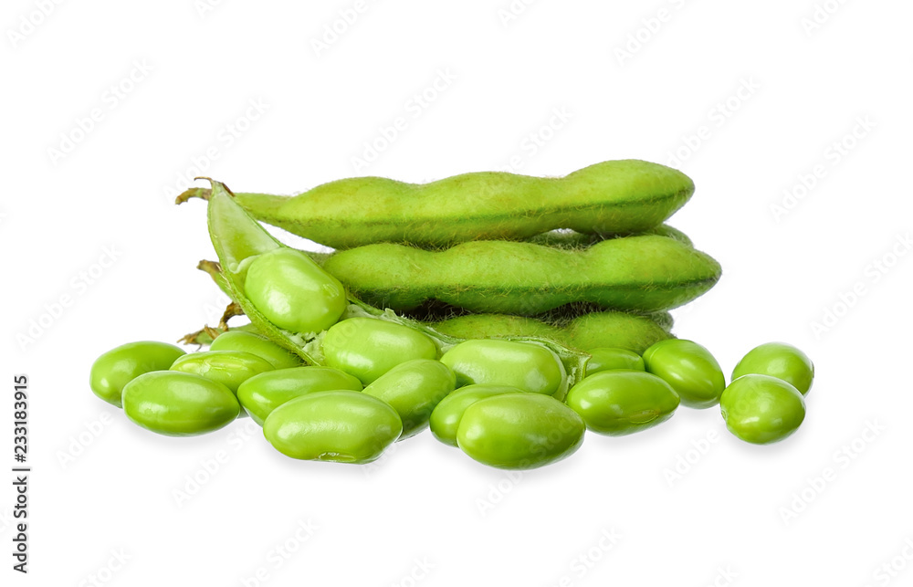 Green soy bean isolated on white clipping path Green soy bean isolated on white clipping path