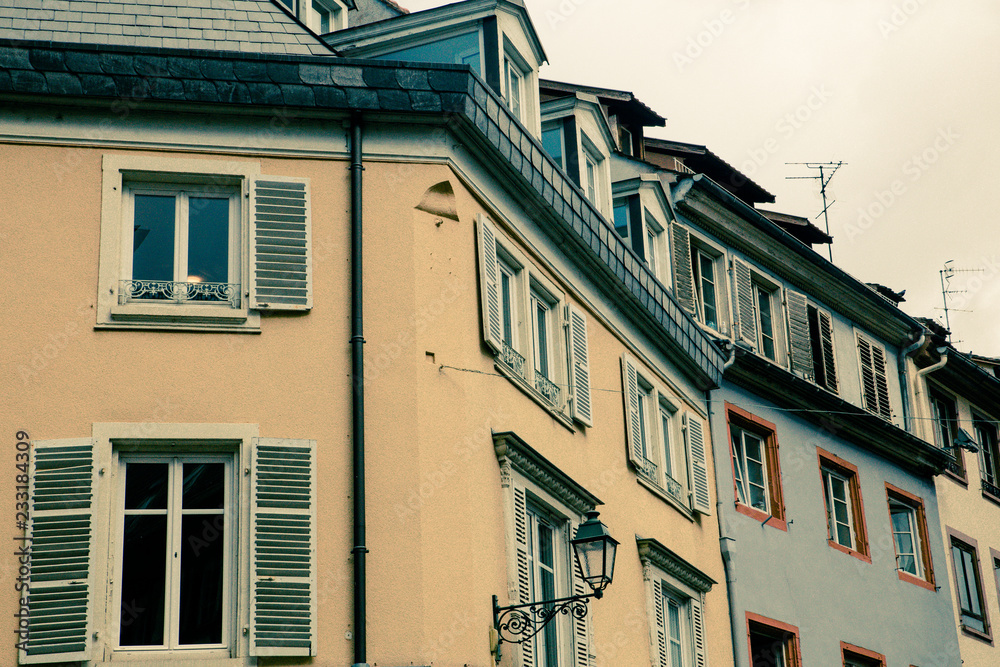 Row of traditional old European buildings