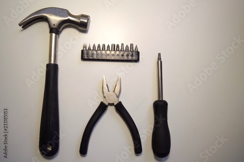 set of tools isolated on white background
