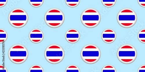 Thailand round flag seamless pattern. Siam background. Vector circle icons. Geometric symbols. Texture for sports pages, competition, games, travelling, school design elements. patriotic wallpaper.