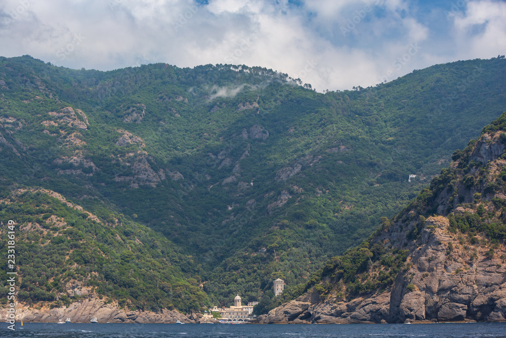 The stunning little town of San Fruttuoso near Camogli on the Ligurian coast, which can only be reached by ferry or by foot