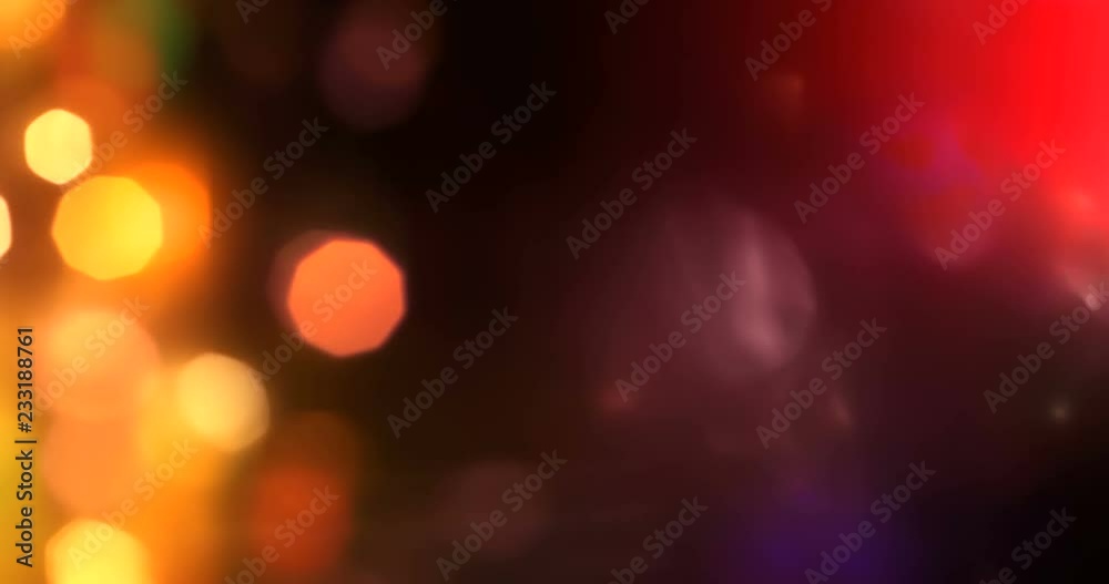 abstract multi color light pulses and glows leaks bokeh motion background, with defocus bokeh effect