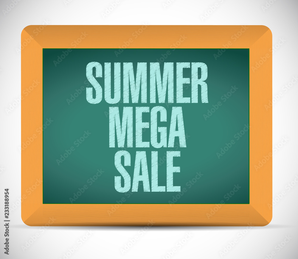 Summer mega Sale chalkboard message concept Summer mega Sale chalkboard message concept