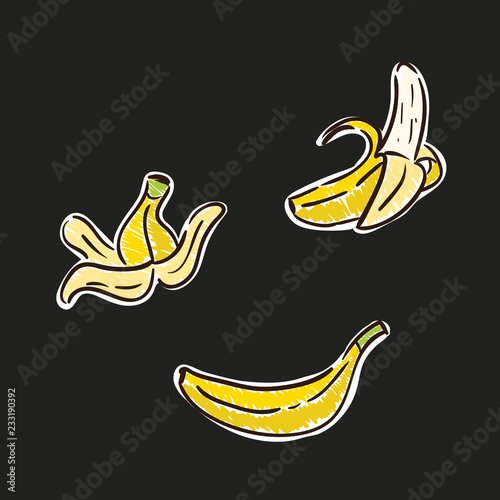 Banana hand drawing illustration set