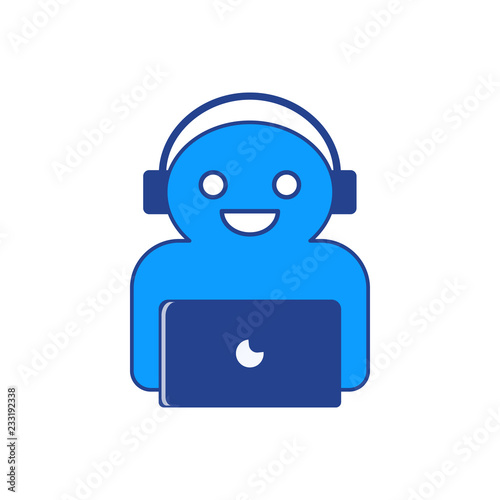 The vector illustration of online chatbot character.