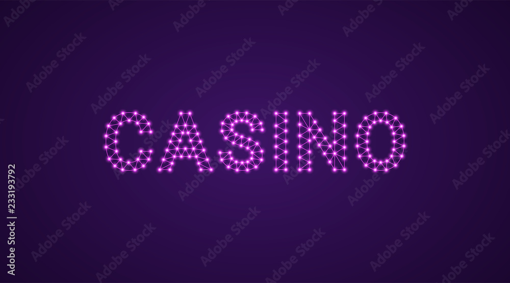 Inscription of Casino with neon lamps. Vector Inscription of Casino with neon lamps. Vector