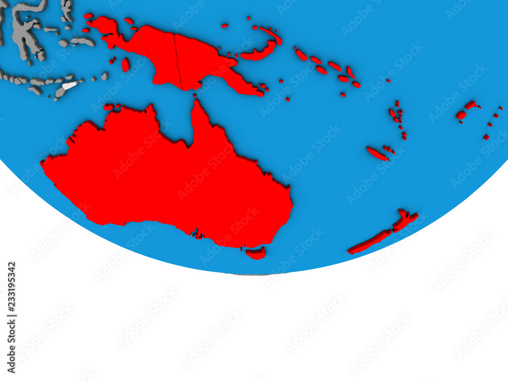 Fototapeta premium Australia on simple political 3D globe.