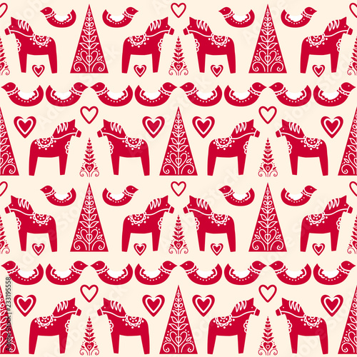 Seamless vector pattern with scandinavian elements.