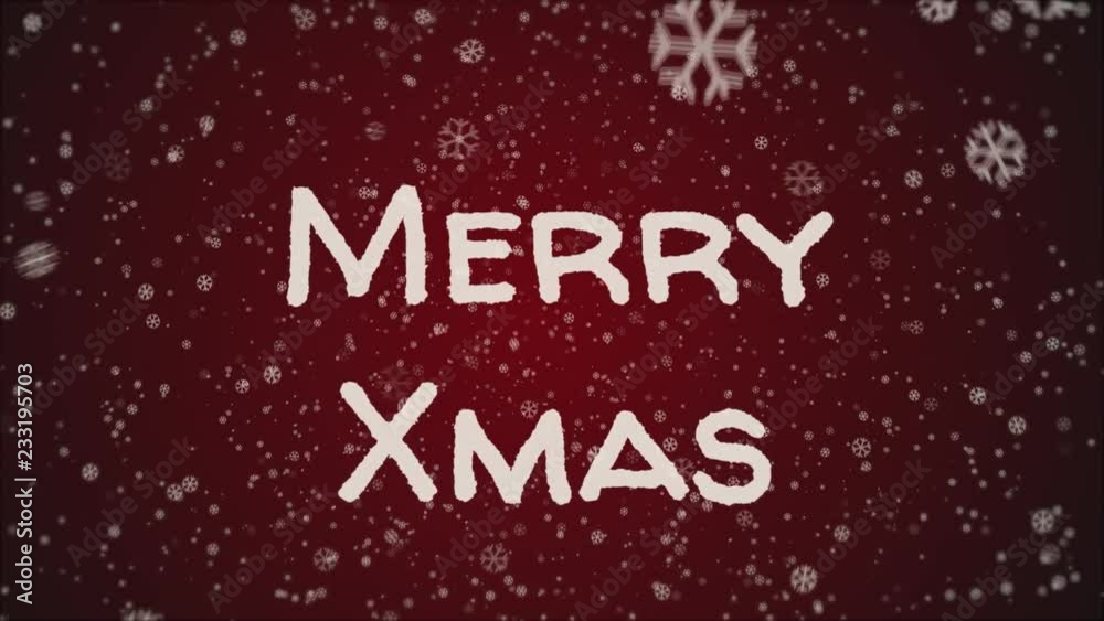 Animation Merry Xmas, falling snow, red background, white letters Animation Merry Xmas, falling snow, red background, white letters