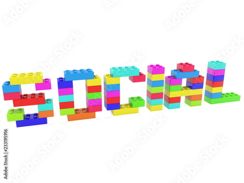 Social concept built from toy bricks