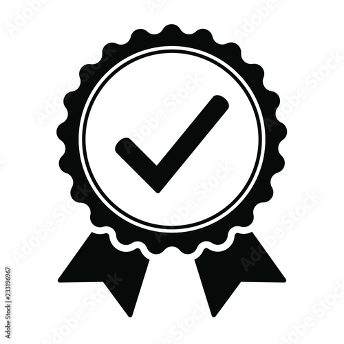 Approved or certified medal icon in flat design