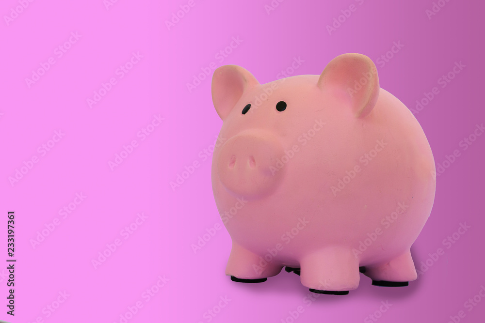 Piggy bank with pink background