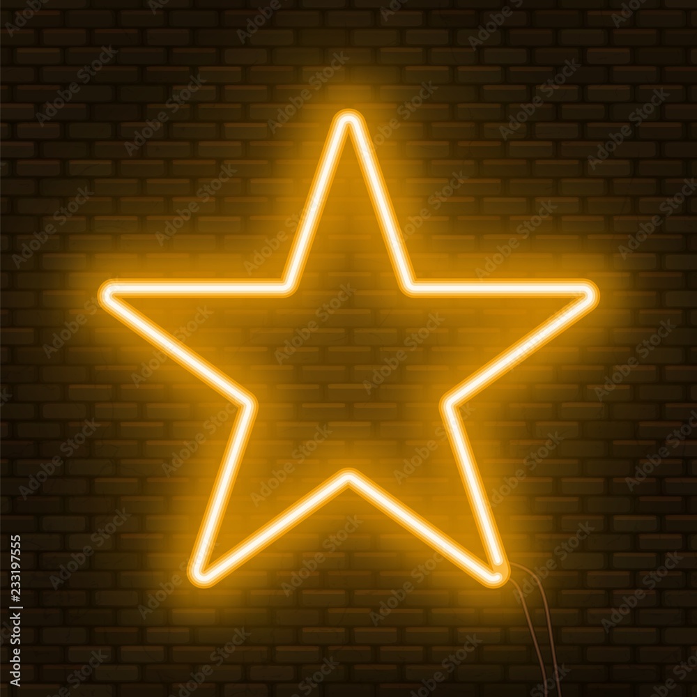 Neon glowing star sign. Can be used as a text frame. Neon glowing star sign. Can be used as a text frame.