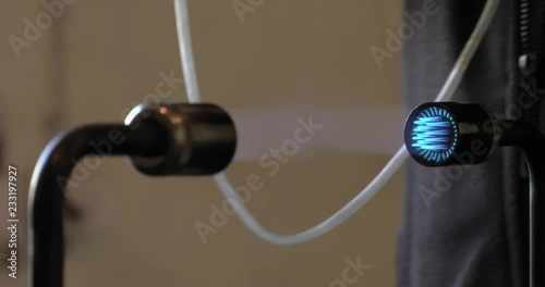 Male Hands Making neon lightbulbs. Hand Welding Glass Tubes. 4K, UHD, 50p, Cinematic,Close-up, 						