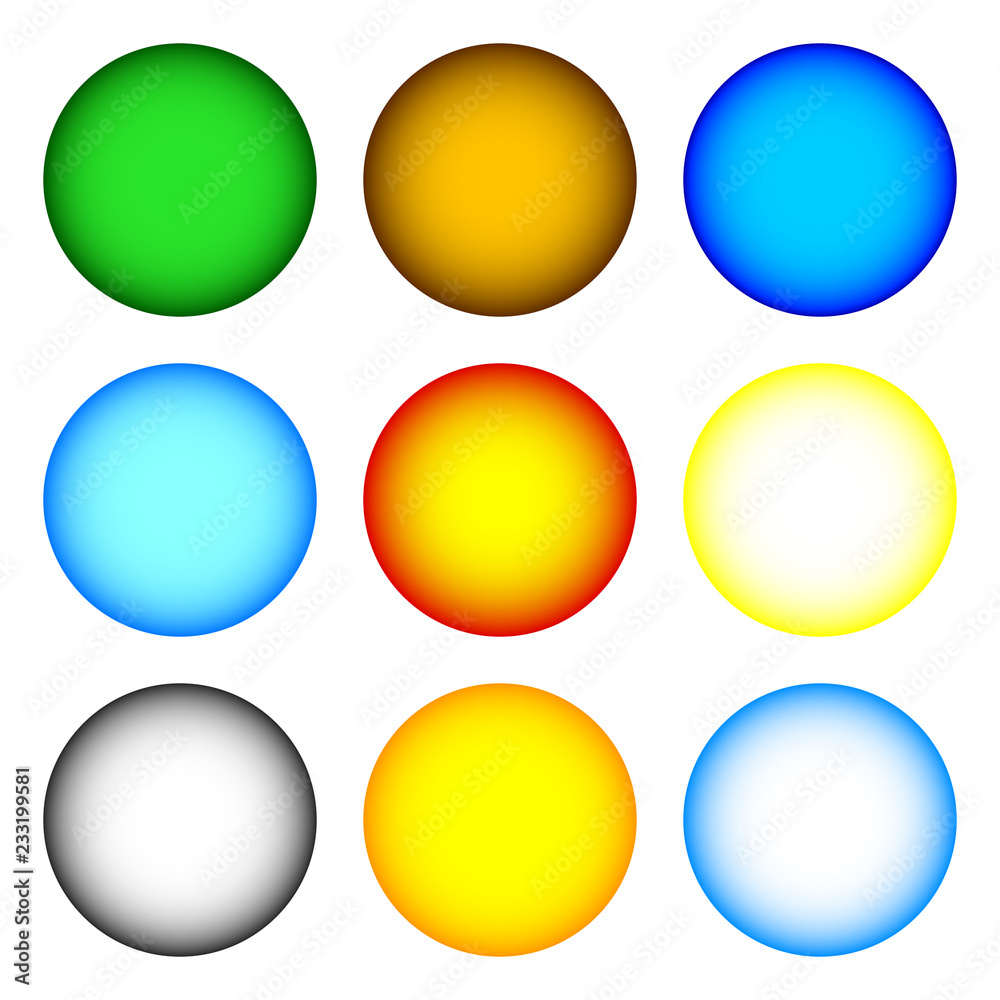 Set of Colorful Spheres isolated on white background. Vector illustration for Your Design, Game, Card. Set of Colorful Spheres isolated on white background. Vector illustration for Your Design, Game, Card.