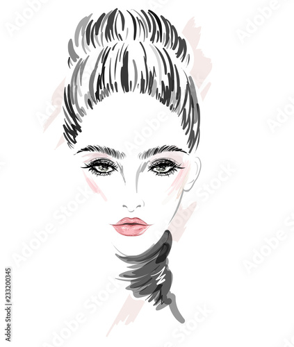 Beautiful women, logo women face makeup on white background, vector