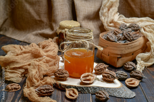 wonderful honey in a glass jar