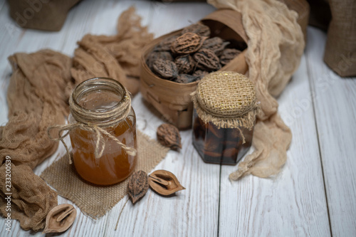 wonderful honey in a glass jar