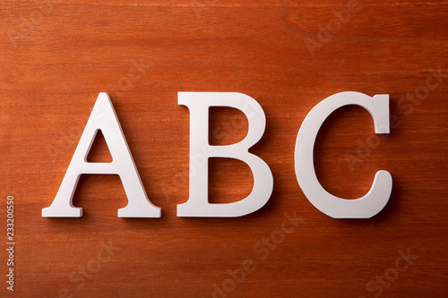 ABC on wooden board