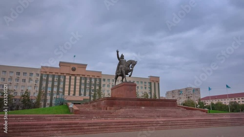 Abulkhair Khan monument in the city of Aktobe timelapse hyperlapse. photo