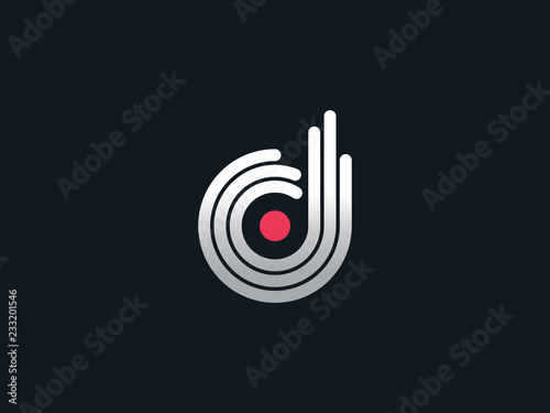 D letter music logo design photo