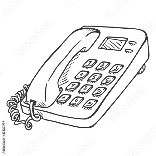 Vector Sketch Office Telephone. Business Phone.