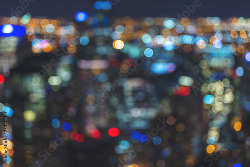 Blurred bokeh Chicago abstract cityscape skyline at night