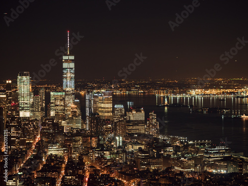 Landscape at New York City Manhattan Night                                            