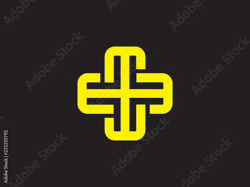 Plus form letter E logo design