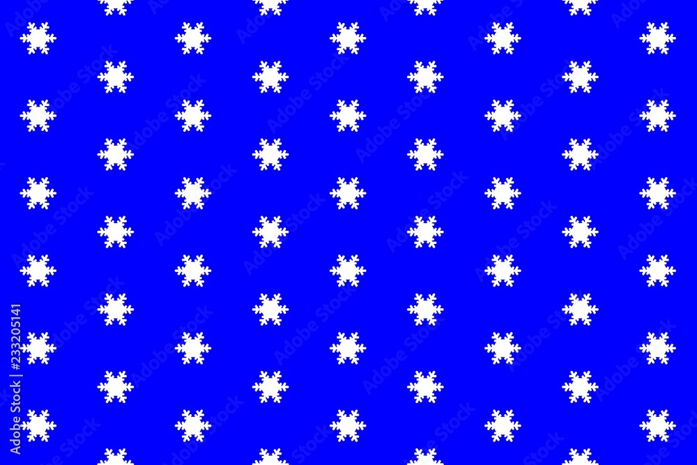 Texture from big white snowflakes on the dark blue background